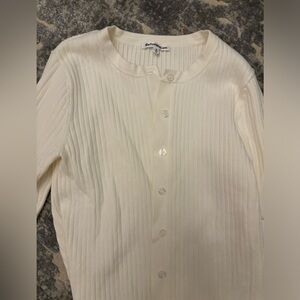 Reformation Joanne Cream Button-Up Cardigan